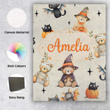 Personalised Name Cute Halloween Teddy Custom  Modern Room Accent Elegant Feature Canvas Wall Art Print Decor Picture Ready to Hang
