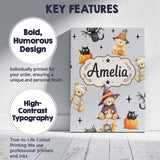 Personalised Name Cute Halloween Teddy Custom  Modern Room Accent Elegant Feature Canvas Wall Art Print Decor Picture Ready to Hang