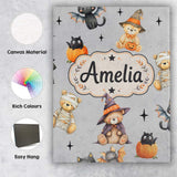 Personalised Name Cute Halloween Teddy Custom  Modern Room Accent Elegant Feature Canvas Wall Art Print Decor Picture Ready to Hang