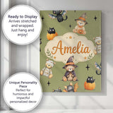 Personalised Name Cute Halloween Teddy Custom  Modern Room Accent Elegant Feature Canvas Wall Art Print Decor Picture Ready to Hang