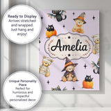 Personalised Name Cute Halloween Teddy Custom  Modern Room Accent Elegant Feature Canvas Wall Art Print Decor Picture Ready to Hang