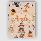 Personalised Name Cute Halloween Teddy Custom  Modern Room Accent Elegant Feature Canvas Wall Art Print Decor Picture Ready to Hang