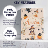 Personalised Name Cute Halloween Teddy Custom  Modern Room Accent Elegant Feature Canvas Wall Art Print Decor Picture Ready to Hang