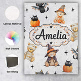 Personalised Name Cute Halloween Teddy Custom  Modern Room Accent Elegant Feature Canvas Wall Art Print Decor Picture Ready to Hang