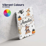 Personalised Name Cute Halloween Teddy Custom  Modern Room Accent Elegant Feature Canvas Wall Art Print Decor Picture Ready to Hang
