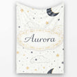 Cute Moon Stars Clouds Nursery Neutral Seamless Pattern Lovely  Personalised Custom Name Super Soft Fleece Blanket Bed Sofa Throw