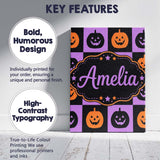 Personalised Name Black Orange Pumpkin Custom  Modern Room Accent Elegant Feature Canvas Wall Art Print Decor Picture Ready to Hang