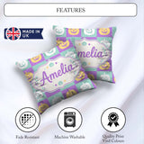 Custom Name Pastel Pumpkin Checkerboard Soft Seamless Pattern UK Square Filled Cushion Throw Pillow Sofa Bed Home Decor Zip Washable UK Made