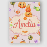 Personalised Name Cute Candy Pumpkin Custom Premium Decorative Design Modern Room Accent Canvas Wall Art Print Decor Picture Ready to Hang