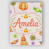 Personalised Name Cute Halloween Pumpkin Custom  Unique Gift Idea Elegant Feature Canvas Wall Art Print Decor Picture Ready to Hang