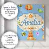 Personalised Name Cute Halloween Pumpkin Custom  Unique Gift Idea Elegant Feature Canvas Wall Art Print Decor Picture Ready to Hang