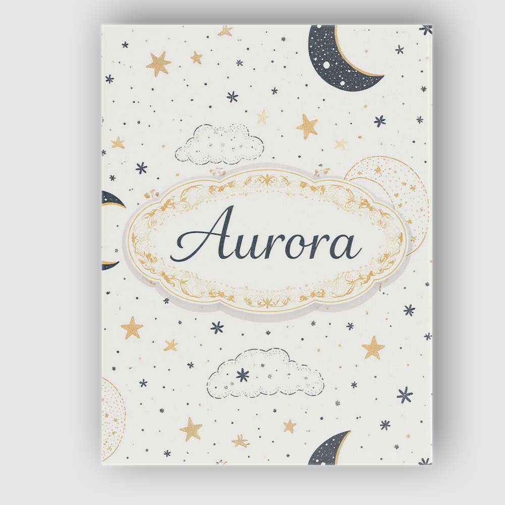 Personalised Name Cute Moon Stars Clouds Nursery Neutral Seamless Custom  Bespoke Canvas Wall Art Print Decor Picture Ready to Hang