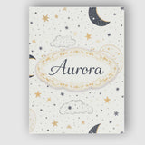 Personalised Name Cute Moon Stars Clouds Nursery Neutral Seamless Custom  Bespoke Canvas Wall Art Print Decor Picture Ready to Hang