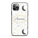Cute Moon Stars Clouds Nursery Neutral Seamless Custom Name Protective Phone Case Mobile Cover Durable Everyday Smartphone Shock Resistant