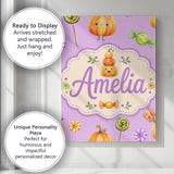 Personalised Name Cute Halloween Pumpkin Custom  Unique Gift Idea Elegant Feature Canvas Wall Art Print Decor Picture Ready to Hang