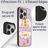 Cute Halloween Pumpkin Candy Characters Purple Custom Name Protective Phone Case Mobile Cover Durable Everyday Smartphone Shock Resistant