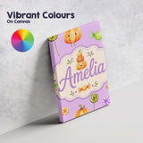 Personalised Name Cute Halloween Pumpkin Custom  Unique Gift Idea Elegant Feature Canvas Wall Art Print Decor Picture Ready to Hang