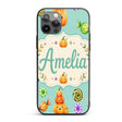 Cute Halloween Pumpkin Candy Characters Mint Custom Name Protective Phone Case Mobile Cover Durable Everyday Smartphone Shock Resistant