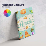Personalised Name Cute Halloween Pumpkin Custom  Unique Gift Idea Elegant Feature Canvas Wall Art Print Decor Picture Ready to Hang