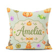 Custom Name Halloween Candy Characters Sage Background Seamless Square Filled Cushion Throw Pillow Sofa Bed Home Decor Zip Washable UK Made