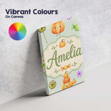 Personalised Name Cute Halloween Pumpkin Custom  Unique Gift Idea Elegant Feature Canvas Wall Art Print Decor Picture Ready to Hang