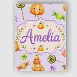 Personalised Name Cute Halloween Pumpkin Custom  Unique Gift Idea Elegant Feature Canvas Wall Art Print Decor Picture Ready to Hang