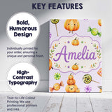 Personalised Name Cute Halloween Pumpkin Custom  Unique Gift Idea Elegant Feature Canvas Wall Art Print Decor Picture Ready to Hang