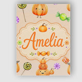 Personalised Name Cute Halloween Pumpkin Custom  Unique Gift Idea Elegant Feature Canvas Wall Art Print Decor Picture Ready to Hang