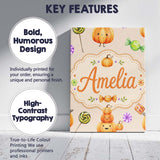 Personalised Name Cute Halloween Pumpkin Custom  Unique Gift Idea Elegant Feature Canvas Wall Art Print Decor Picture Ready to Hang