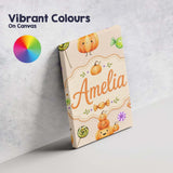 Personalised Name Cute Halloween Pumpkin Custom  Unique Gift Idea Elegant Feature Canvas Wall Art Print Decor Picture Ready to Hang