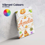 Personalised Name Cute Halloween Pumpkin Custom  Unique Gift Idea Elegant Feature Canvas Wall Art Print Decor Picture Ready to Hang