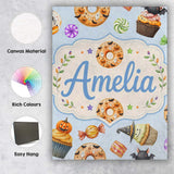 Personalised Name Cute Halloween Spooky Custom  Modern Room Accent Elegant Feature Canvas Wall Art Print Decor Picture Ready to Hang