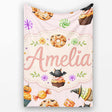 Cute Halloween Spooky Donuts Cupcakes Treats Pink Background  Personalised Custom Name Super Soft Fleece Blanket Bed Sofa Throw