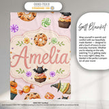 Cute Halloween Spooky Donuts Cupcakes Treats Pink Background  Personalised Custom Name Super Soft Fleece Blanket Bed Sofa Throw
