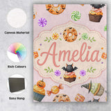 Personalised Name Cute Halloween Spooky Custom  Modern Room Accent Elegant Feature Canvas Wall Art Print Decor Picture Ready to Hang