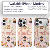 Cute Halloween Spooky Donuts Cupcakes Treats Pink Custom Name Protective Phone Case Mobile Cover Durable Everyday Smartphone Shock Resistant