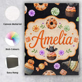 Personalised Name Cute Halloween Spooky Custom  Modern Room Accent Elegant Feature Canvas Wall Art Print Decor Picture Ready to Hang