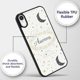 Cute Moon Stars Clouds Nursery Neutral Seamless Custom Name Protective Phone Case Mobile Cover Durable Everyday Smartphone Shock Resistant