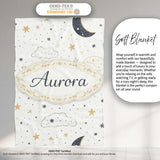 Cute Moon Stars Clouds Nursery Neutral Seamless Pattern Lovely  Personalised Custom Name Super Soft Fleece Blanket Bed Sofa Throw
