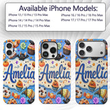 Cute Halloween Spooky Donut Cupcakes Treat Sky Custom Name Protective Phone Case Mobile Cover Durable Everyday Smartphone Shock Resistant