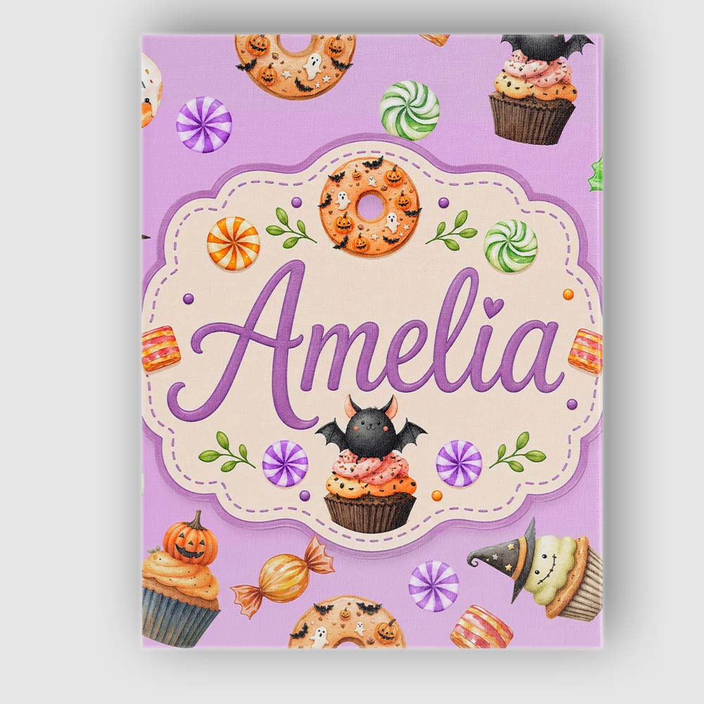 Personalised Name Cute Halloween Spooky Custom  Modern Room Accent Elegant Feature Canvas Wall Art Print Decor Picture Ready to Hang