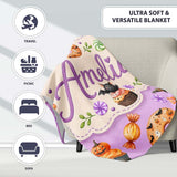 Cute Halloween Spooky Donuts Cupcakes Treats Purple Background  Personalised Custom Name Super Soft Fleece Blanket Bed Sofa Throw