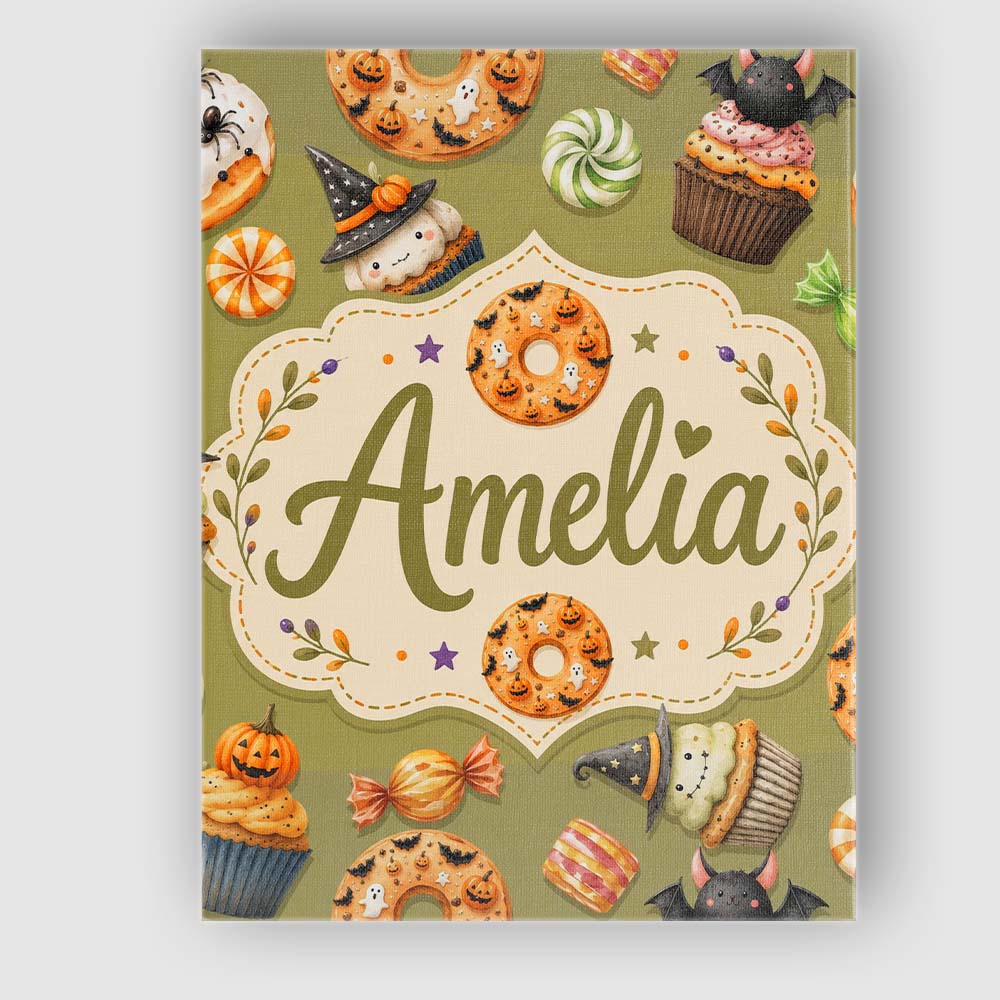 Personalised Name Cute Halloween Spooky Custom  Modern Room Accent Elegant Feature Canvas Wall Art Print Decor Picture Ready to Hang