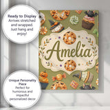 Personalised Name Cute Halloween Spooky Custom  Modern Room Accent Elegant Feature Canvas Wall Art Print Decor Picture Ready to Hang