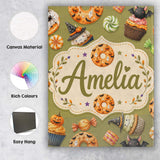 Personalised Name Cute Halloween Spooky Custom  Modern Room Accent Elegant Feature Canvas Wall Art Print Decor Picture Ready to Hang