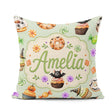 Custom Name Cute Donuts Sweet Spooky Treats Soft Sage Background Square Filled Cushion Throw Pillow Sofa Bed Home Decor Zip Washable UK Made