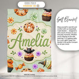 Cute Halloween Donuts Sweet Spooky Treats Soft Sage Background  Personalised Custom Name Super Soft Fleece Blanket Bed Sofa Throw