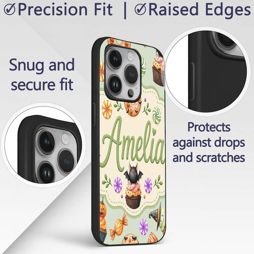 Cute Halloween Donuts Sweet Spooky Treats Soft Custom Name Protective Phone Case Mobile Cover Durable Everyday Smartphone Shock Resistant