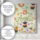 Personalised Name Cute Halloween Donuts Custom  Modern Room Accent Elegant Feature Canvas Wall Art Print Decor Picture Ready to Hang