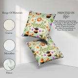Custom Name Cute Donuts Sweet Spooky Treats Soft Sage Background Square Filled Cushion Throw Pillow Sofa Bed Home Decor Zip Washable UK Made